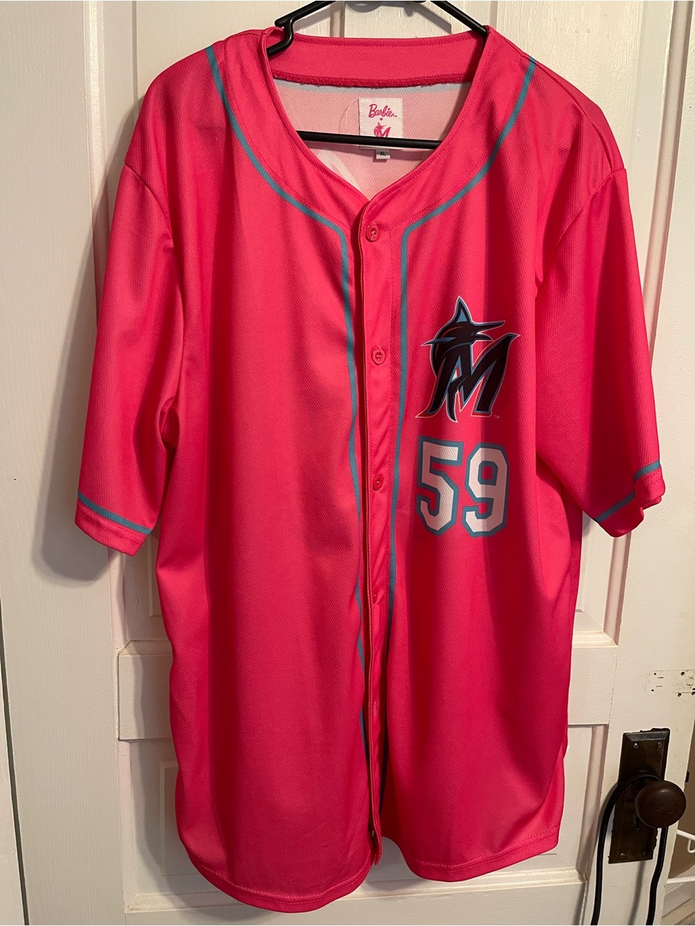Barbie Pink Miami Marlins Jersey with Teal Trim